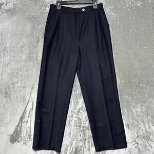 Bernard Zins Saks Womens Dress Pants Size 12 Blue Wool Cashmere France Pleated